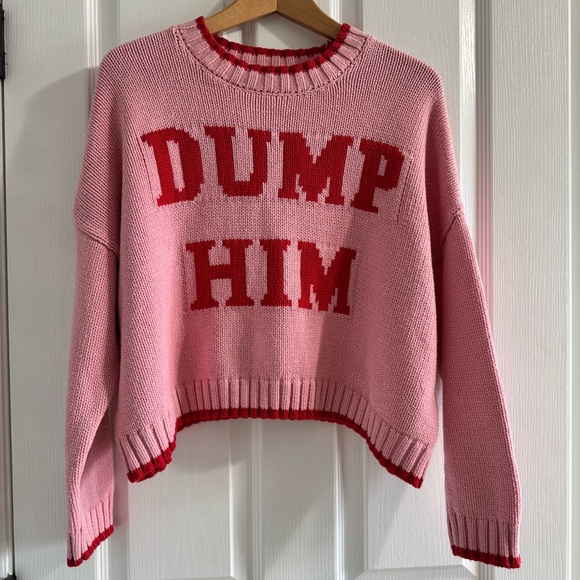 Sincerly Jules Sweaters - Sincerely Jules Pink & Red VIRAL DUMP HIM Sweater Size Medium